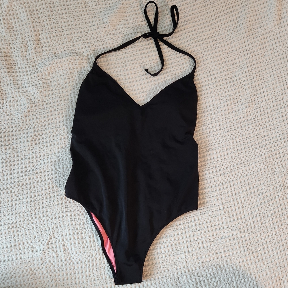 PINK Victoria's Secret Black Halter Bodysuit